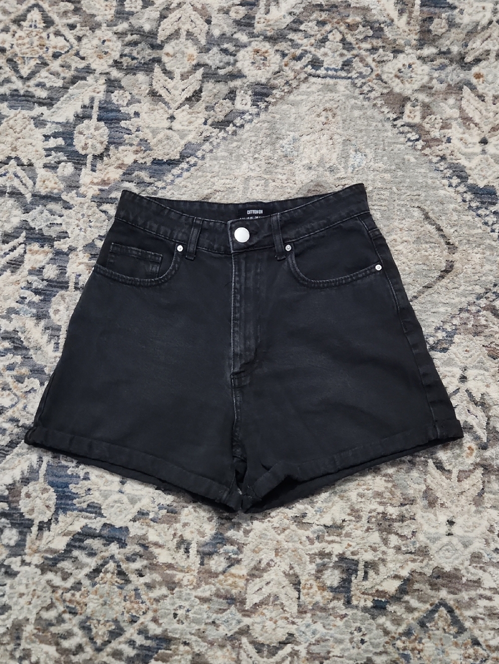 Cotton On Black High Waist Flashback Denim Shorts